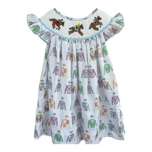 Smocked Horse & Jockey Dress – Boutique Baby/Toddler Girl – Derby Style – NWT